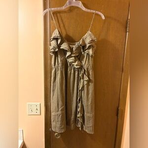 Milly olive silk blend ruffle mini dress